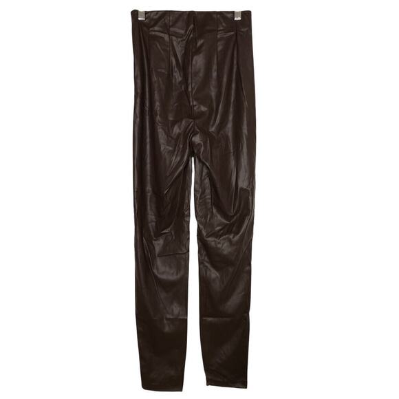 Vero Moda VMLANA HR Leggings Faux Leather High Rise Trousers Pants Brown NWT XS - Picture 4 of 9